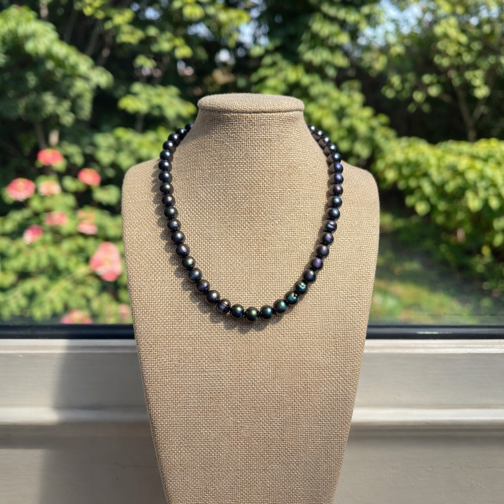 Tahitian Pearl Necklace 45mm  16  Sterling Silver 925 Clasp